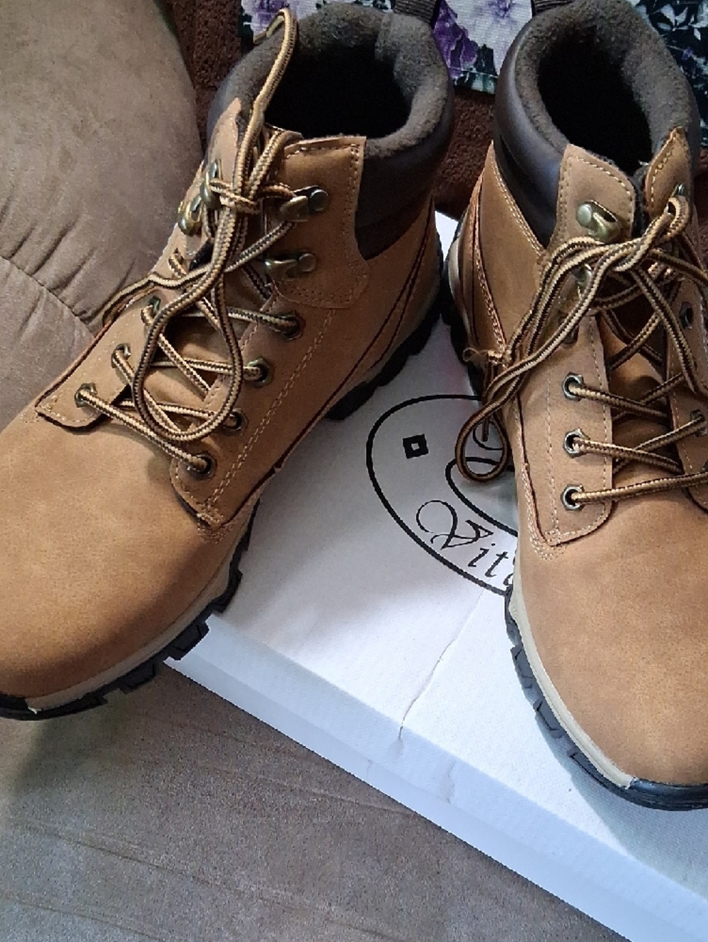 Men's Brown Lace-Up Work Boots - Cushioned Ankle Support MARCO VITALE NEW IN BOX - Picture 4 of 10